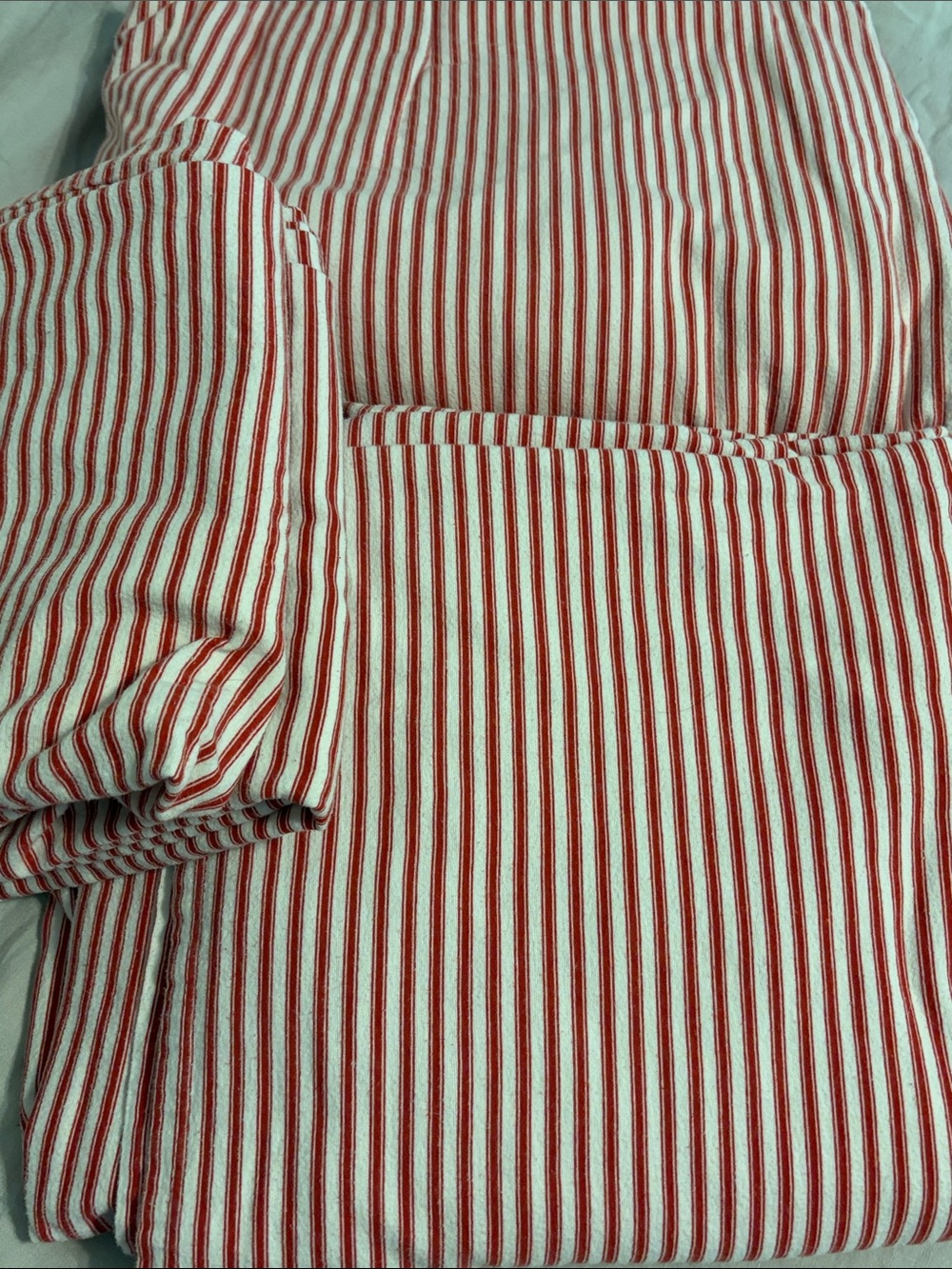 Threshold Red White Striped Flannel KING Bedding Set flat fitted 2 shams Holiday - Picture 4 of 4